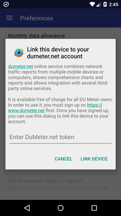 Connect to your DuMeter.net account (DU Meter for Android)