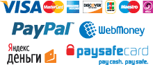 Visa, MasterCard, American Express, PayPal, WebMoney and others
